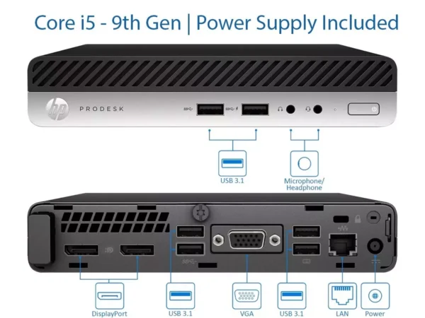 HP ProDesk 400 G5 Mini i5 9th Gen 16GB RAM 256GB NVMe SSD Win 11 Pro | Wifi