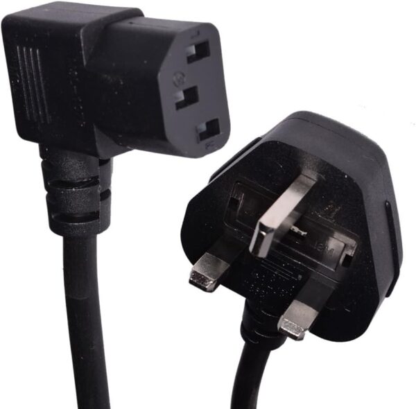 2M Right Angle Angled IEC Power Mains Lead Cable C13 Kettle Connector - BLACK - Image 3