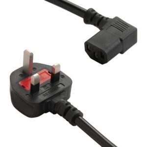 2M Right Angle Angled IEC Power Mains Lead Cable C13 Kettle Connector - BLACK