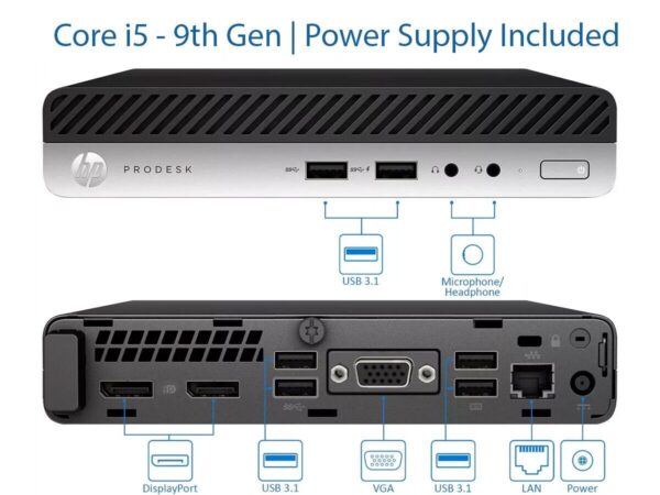 HP ProDesk 400/600 G5 Mini i5 9th Gen 16GB RAM 256GB NVMe SSD Win 11 Pro | Wifi