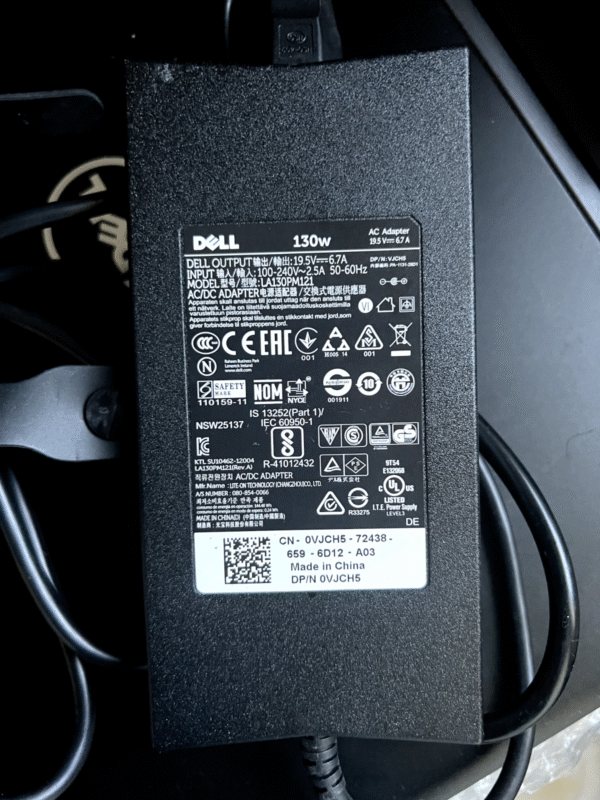 Genuine Original Dell Charger 19.5V 6.7A 130W 7.4mm Pin Size with Power Cable