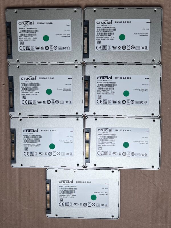 Job Lot 5 X Crucial BX100 250GB SSD SATA 2.5" Model CT250BX100SSD1 - Image 3