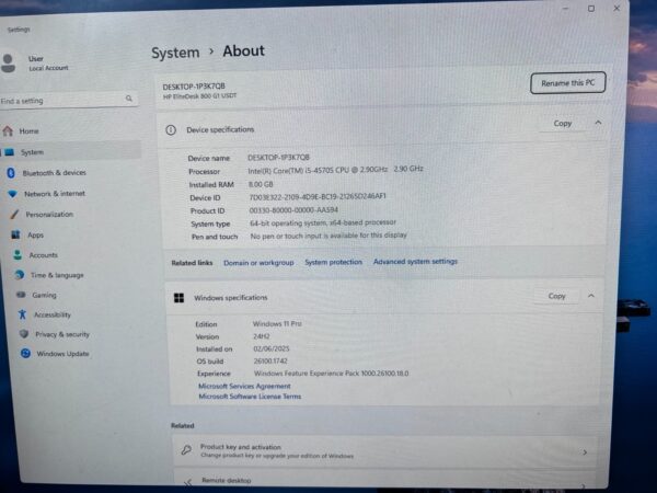 HP EliteDesk 800 G1 USDT Core i5 @2.90GHz 8GB RAM 240GB SSD Win 11Pro | WiFi - Image 4