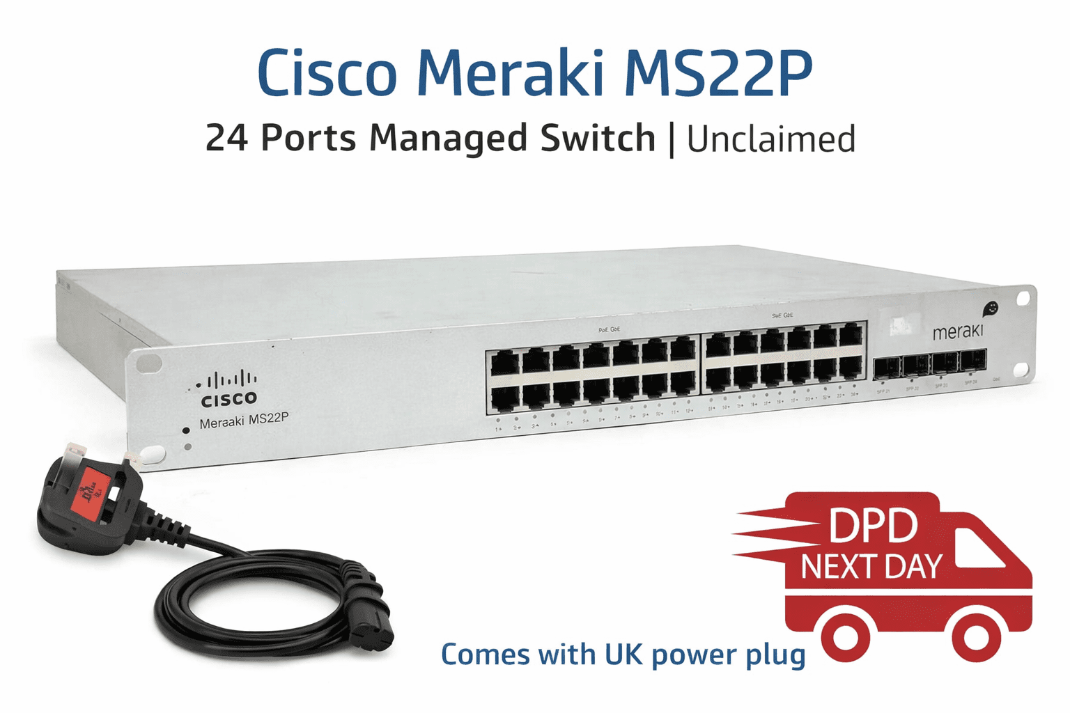 Cisco-Meraki-MS22P-24-Ports-Managed-Switch-Unclaimed-406623680483
