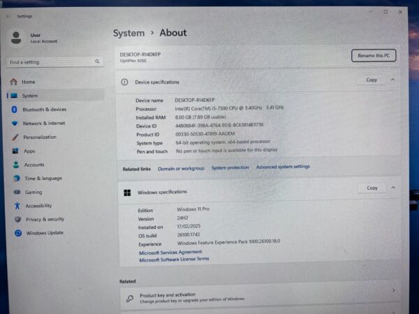 Dell Desktop OptiPlex 3050 SFF Core i5-7500 8GB RAM 250GB SSD - Windows 11 Pro - Image 4
