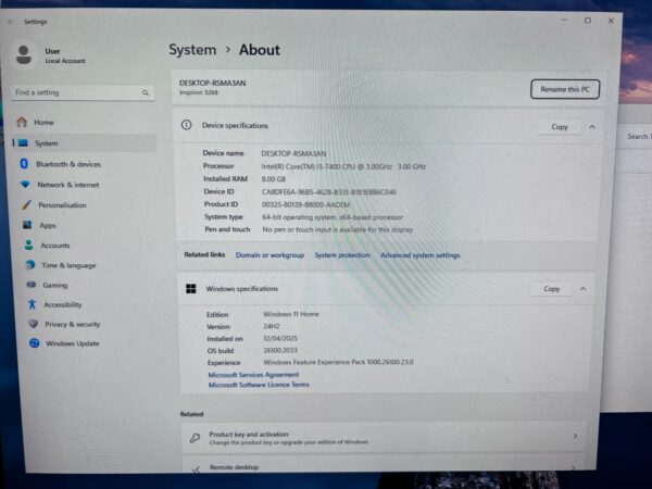 Dell Inspiron 3268 Desktop | i5-7400 8GB RAM | 256GB SSD | Windows 11 Pro | Wifi - Image 4