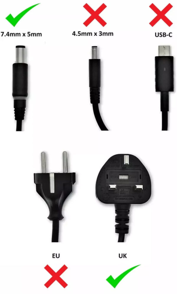 GENUINE Dell Laptop Charger 19.5V-3.34A, 65W 8rfw6 (7.4mm Pin) with Power Lead - Image 4