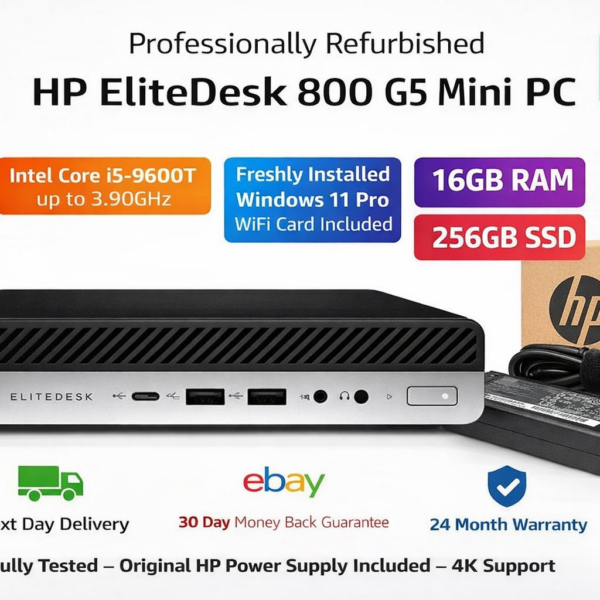 HP EliteDesk 800 G5 Mini PC i5 9600T 16GB RAM 256GB SSD 4K | WiFi | Warranty