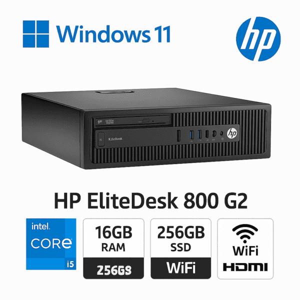 HP 800 G2 SFF Core i5-6thGen Desktop PC  16GB RAM 256GB SSD Win 11 | WiFi | HDMI