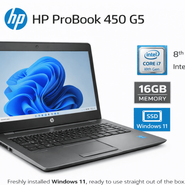 HP ProBook 450 G5 15.6" Core i7-8550U 16GB RAM 500GB SSD Windows 11 Laptop