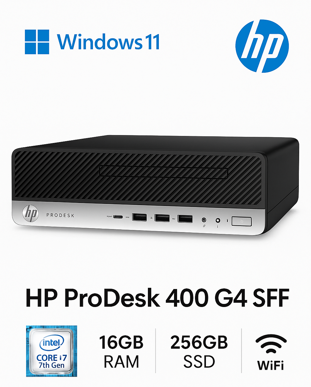HP ProDesk 400 G4 SFF Intel i7-7700 16GB DDR4 256GB SSD Win11 Pro PC | WiFi