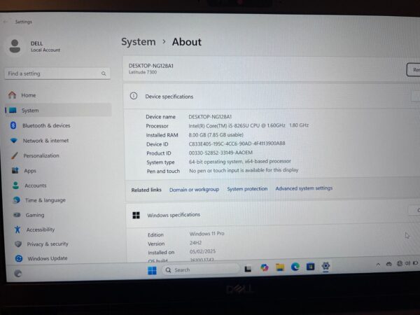 Dell Latitude 7300 Windows 11 13" FHD Laptop Intel i5 8265U 8GB RAM 256GB SSD - Image 3