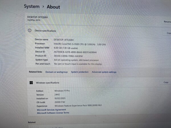 Dell OptiPlex 3070 SFF Core i5-9500 8GB RAM 256GB NVMe Windows 11 Pro | WiFi - Image 4