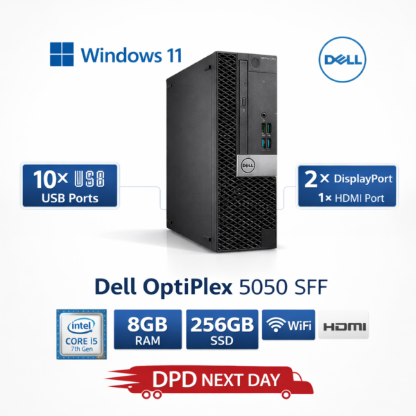 Dell Optiplex 5050 SFF PC Computer i5 7th Gen 8GB RAM 256GB SSD Win 11 P | WiFi