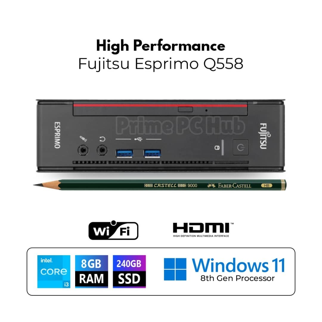 Fujitsu ESPRIMO Q558 Windows 11 Pro Mini PC Intel i3 8gen 8GB RAM 240GB SSD WiFi