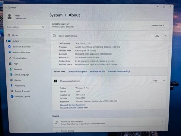 HP Compaq Elite 8300 USDT Desktop PC Core i3 8GB RAM 128GB SSD Win 11 | WiFi - Image 3