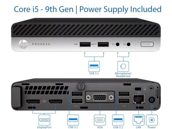 HP ProDesk 400/600 G5 Mini i5 9th Gen 16GB RAM 256GB NVMe SSD Win 11 Pro | Wifi