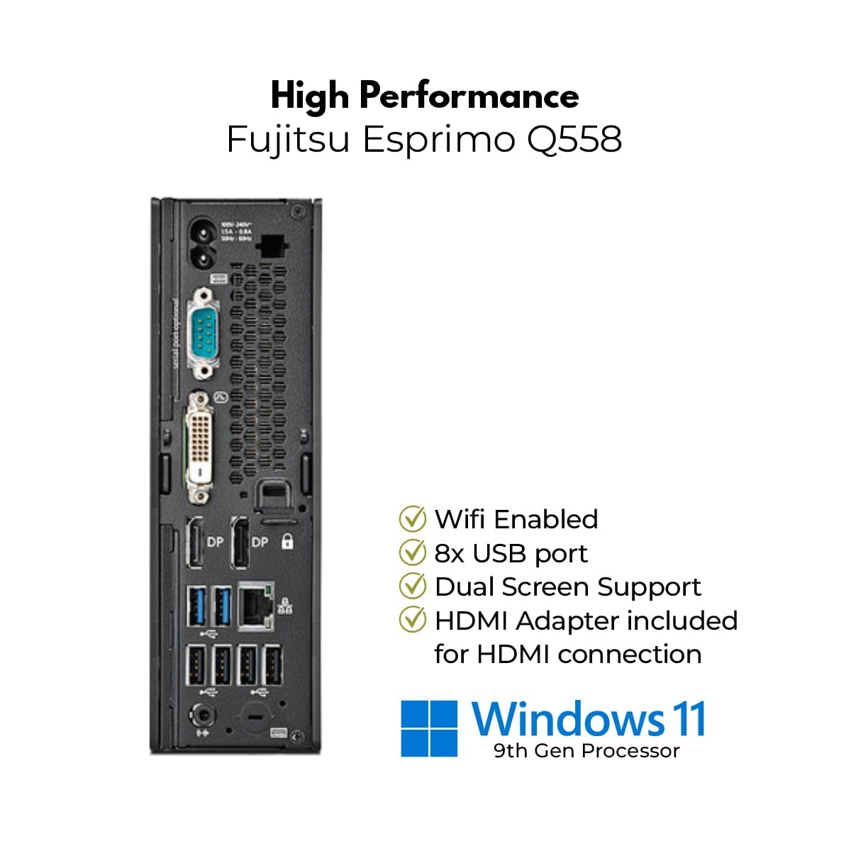 High Performance Fujitsu Esprimo Core i3 8th Gen 16GB RAM 256GB SSD Win 11P WiFi - Image 4