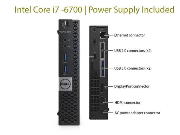 Dell OptiPlex 3040 Micro PC Core i7 6th Gen 16GB RAM 240GB SSD Win 11 Pro | Wifi