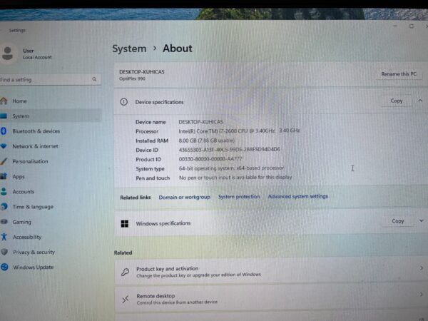 Dell Optiplex 990 SFF PC Intel Core i7 8GB RAM 240GB SSD Win 11 Pro | Wifi - Image 3