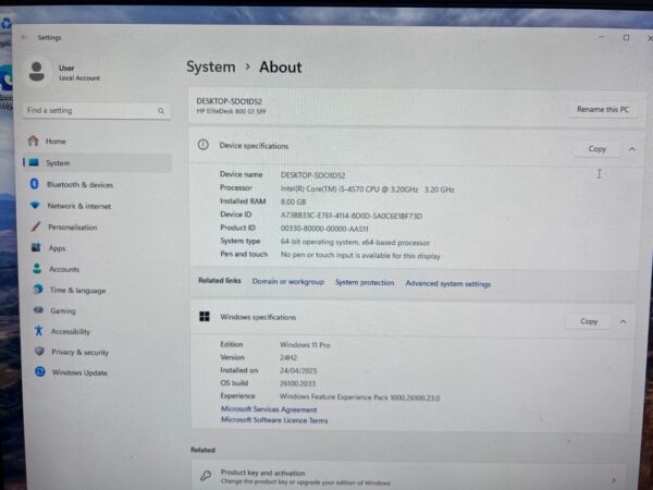 HP EliteDesk 800 G1 SFF Desktop PC Core i5 8GB RAM, 256GB SSD Win 11 Pro | Wifi - Image 3
