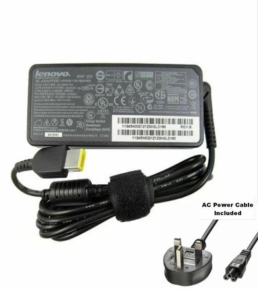 JOBLOT x 10 LENOVO LAPTOP CHARGERS 20V-3.25A 65W RECTANGLE TIP WITH POWER LEADS - Image 3