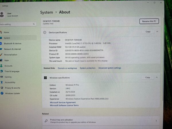 Dell OptiPlex 7010 MT Intel Core i7 16GB RAM 240GB SSD + 1TB HDD W11 Pro Wifi - Image 4