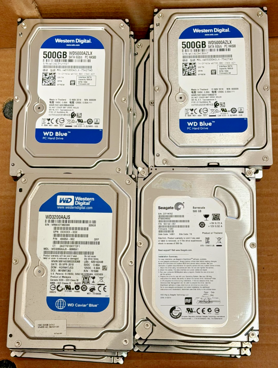 10X Job Lot of PC Mixed Brand Hard Drive 500GB SATA 3.5" HDD PC Hard Drive