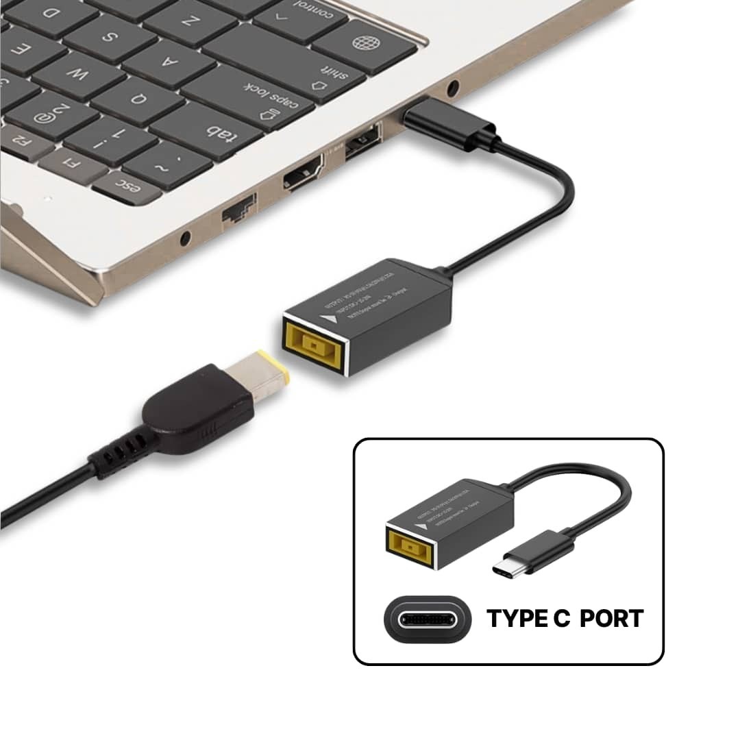 65W Lenovo Charger Type C Laptop Charger and RECTANGLE TIP 20V WITH POWER LEAD - Image 3