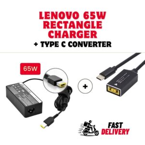 65W Lenovo Charger Type C Laptop Charger and RECTANGLE TIP 20V WITH POWER LEAD