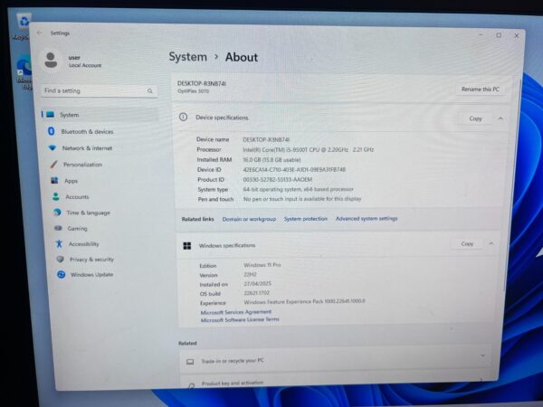 Dell Optiplex 3070 Micro i5 9th Gen 16GB RAM 240GB SSD Win 11 Pro Built-in Wifi - Image 4