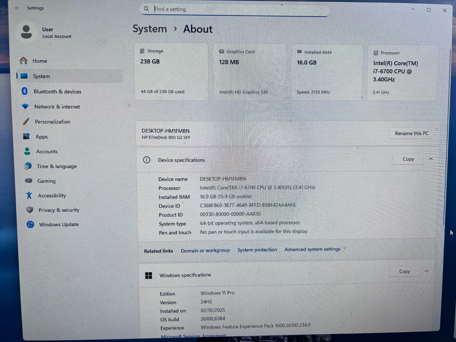 HP EliteDesk 800 G2 SFF PC Intel i7-6700 16GB RAM 256GB SSD Win 11P WiFi - Image 3